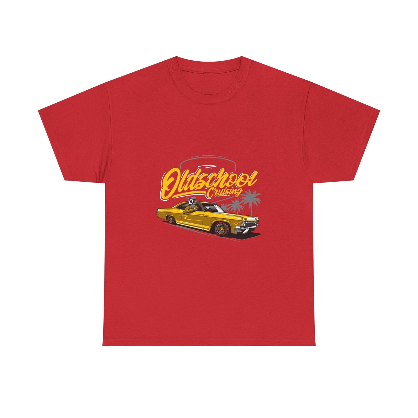 Retro Car Unisex Heavy Cotton Tee - "Oldschool Cruisin'" T-shirt Design - CreativeRino