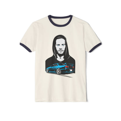 Paul Walker Car Enthusiast Unisex Cotton Ringer T-Shirt – Cool Graphic Design - CreativeRino