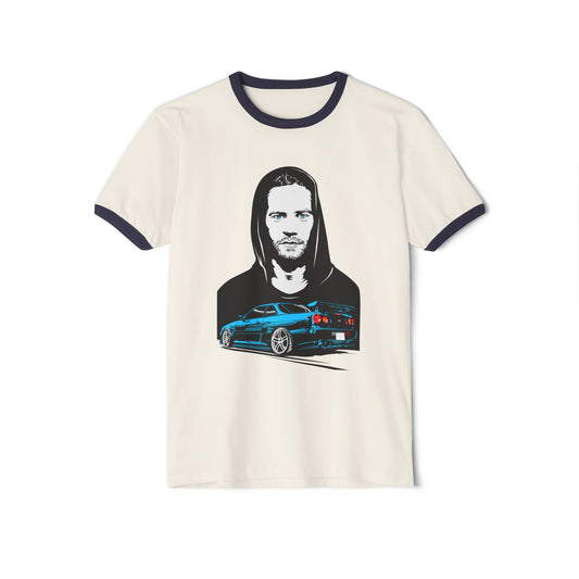 Paul Walker Car Enthusiast Unisex Cotton Ringer T-Shirt – Cool Graphic Design - CreativeRino