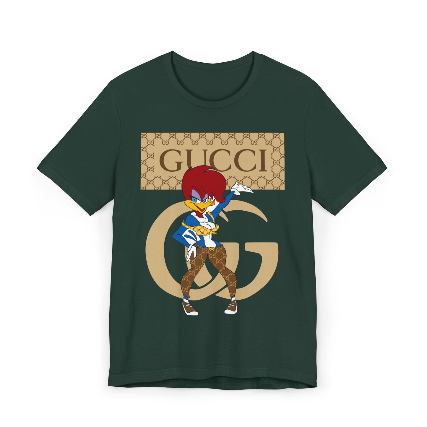 Trendy Cartoon Graphic Unisex Jersey T-Shirt - Gucci Inspired Art - CreativeRino