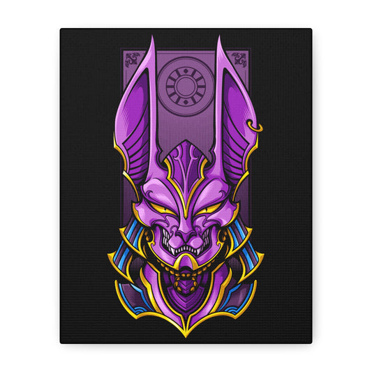 Purple Demon Mask Canvas Art - Stretched Matte Print for Home Decor - CreativeRino
