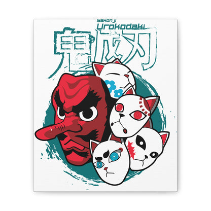 Anime-Inspired Canvas Art - Urokodaki Masks Wall Decor - CreativeRino