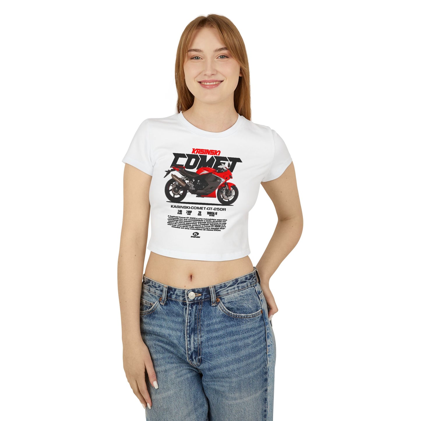 Kasinski Comet GT 250R Women's Baby Tee - Kasinski Comet Motorcycle Design T-shirt - CreativeRino