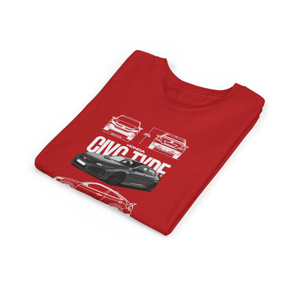 Honda Civic Type R Youth Short Sleeve Tee - Cool Car Graphic Tee for Young Car Enthusiasts - CreativeRino