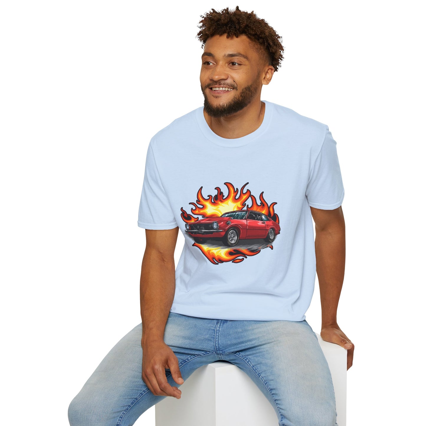 Retro Car Flames Unisex T-Shirt - CreativeRino