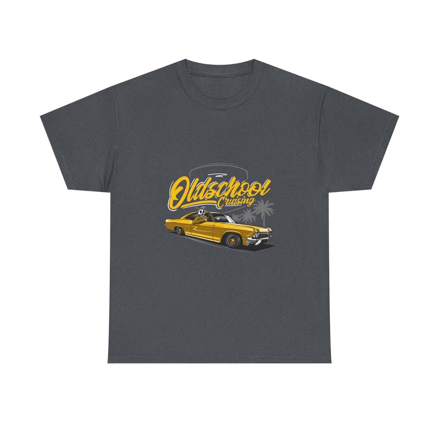 Retro Car Unisex Heavy Cotton Tee - "Oldschool Cruisin'" T-shirt Design - CreativeRino