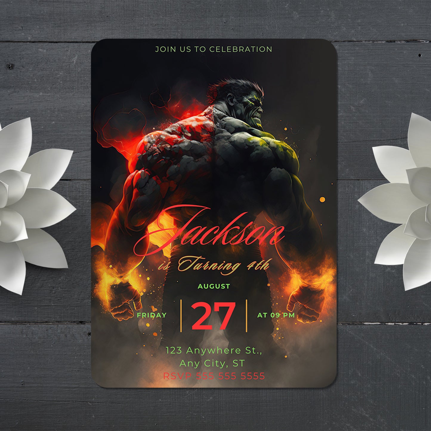 Hulk Birthday Invitation Template - CreativeRino