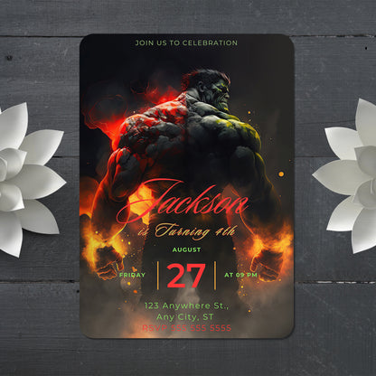 Hulk Birthday Invitation Template - CreativeRino