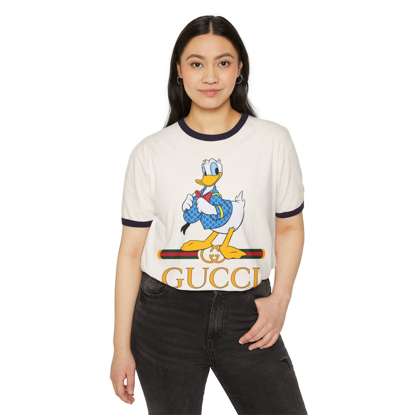 Donald Duck Gucci Unisex Cotton Ringer T-shirt - Fun & Trendy Casual Wear - CreativeRino