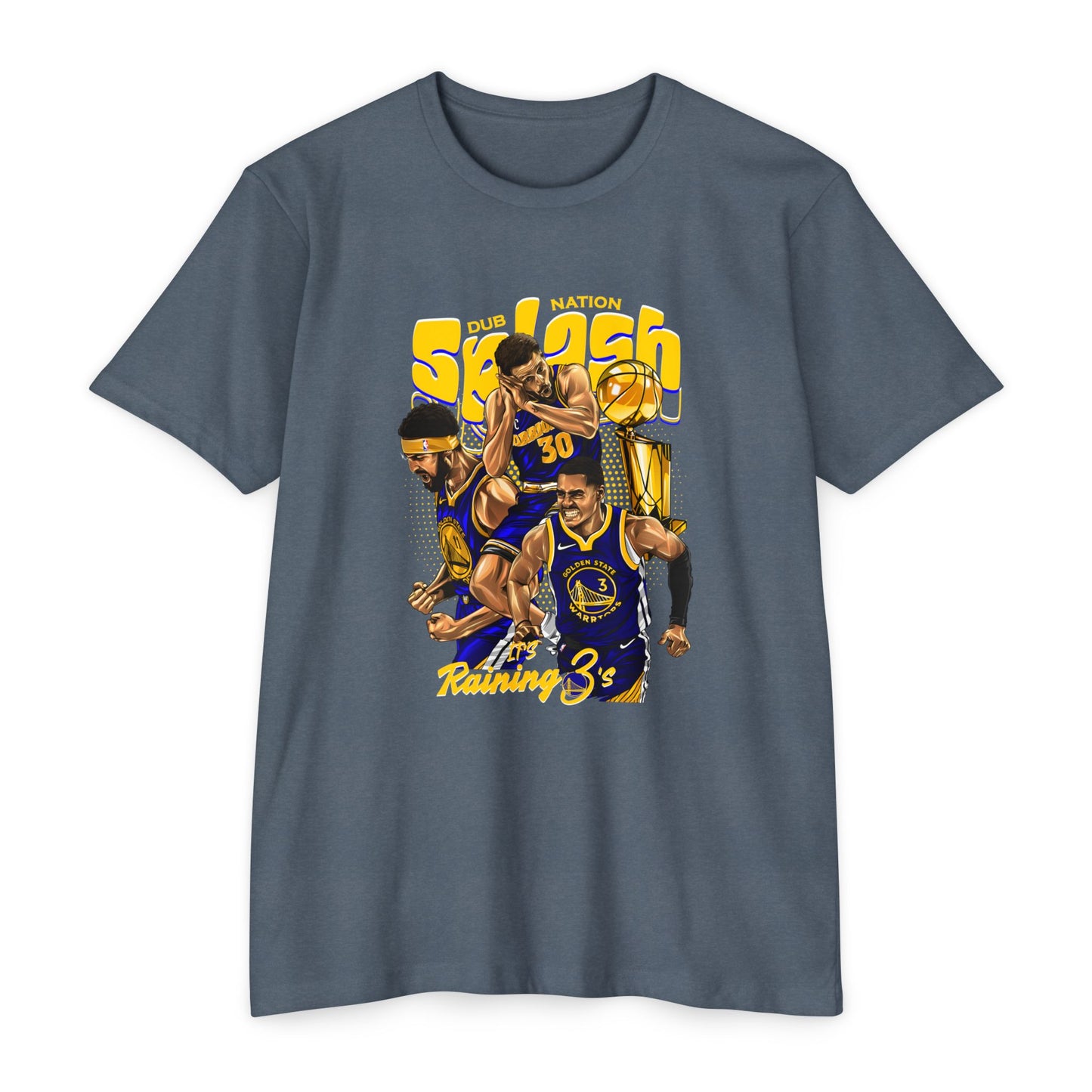 Golden State Warriors Unisex CVC Jersey T-shirt - It's Raining 3's - Basketball Design - CreativeRino