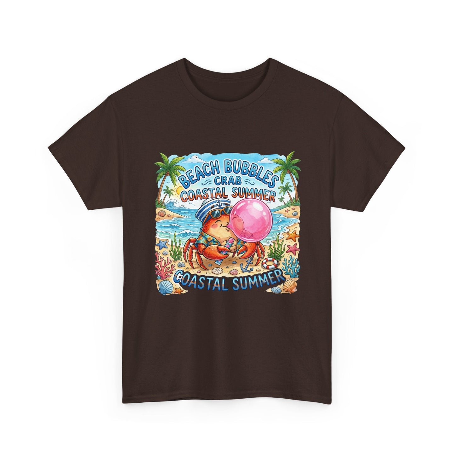 Beach Bubbles Crab Coastal Summer T-Shirt Printify