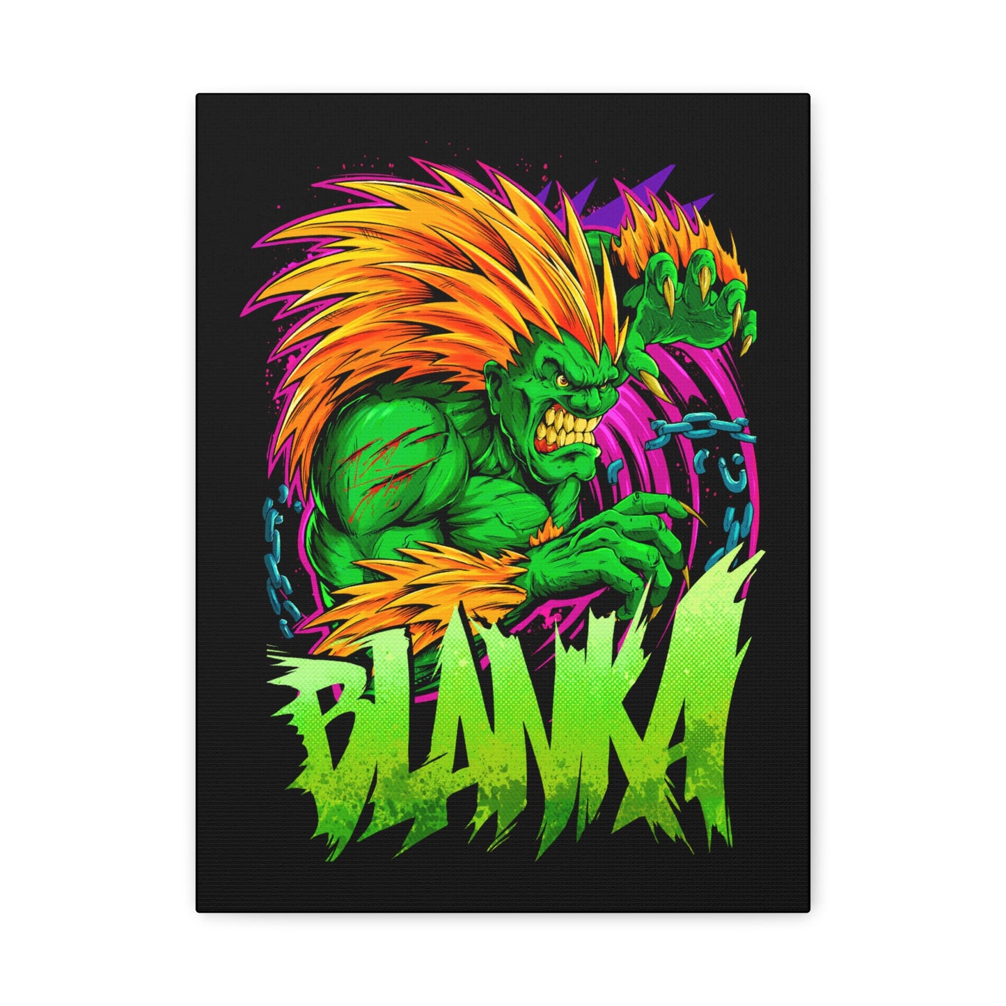 Fierce Blanka Canvas Art - Vibrant Street Fighter Wall Decor - CreativeRino