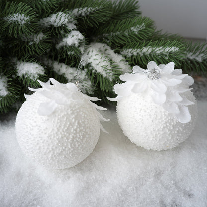Elegant White Petal Christmas Ball Ornament | Sparkling Foam Decoration for Winter Wonderland Christmas Tree eprolo