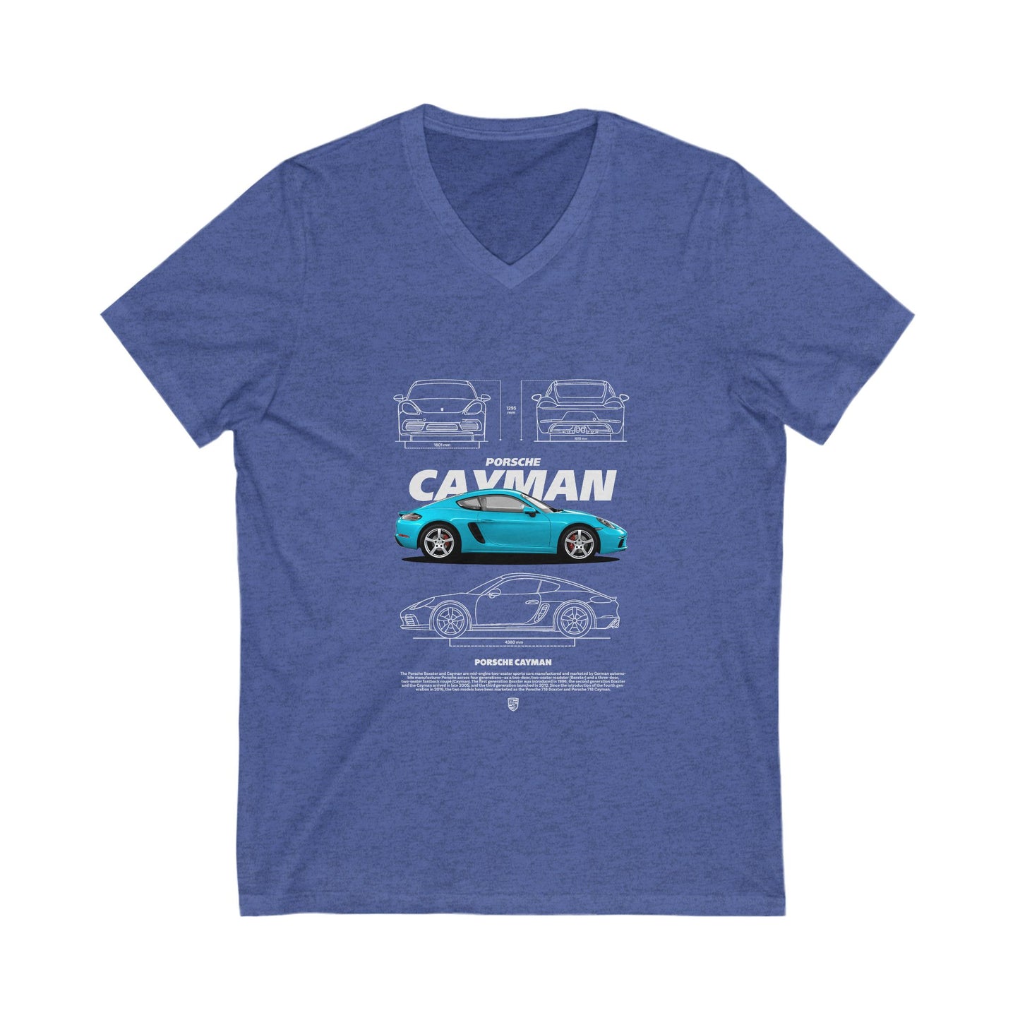 Porsche Cayman Graphic V-Neck Tee - Car T-Shirt - CreativeRino