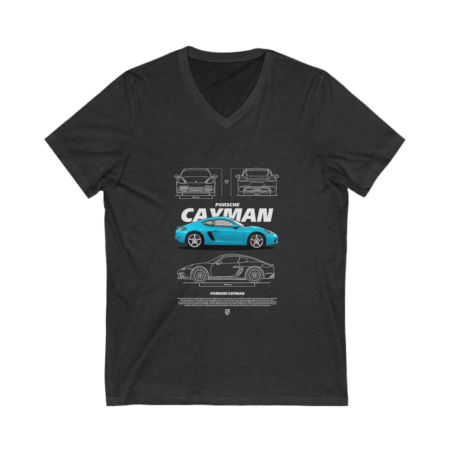 Porsche Cayman Graphic V-Neck Tee - Car T-Shirt - CreativeRino