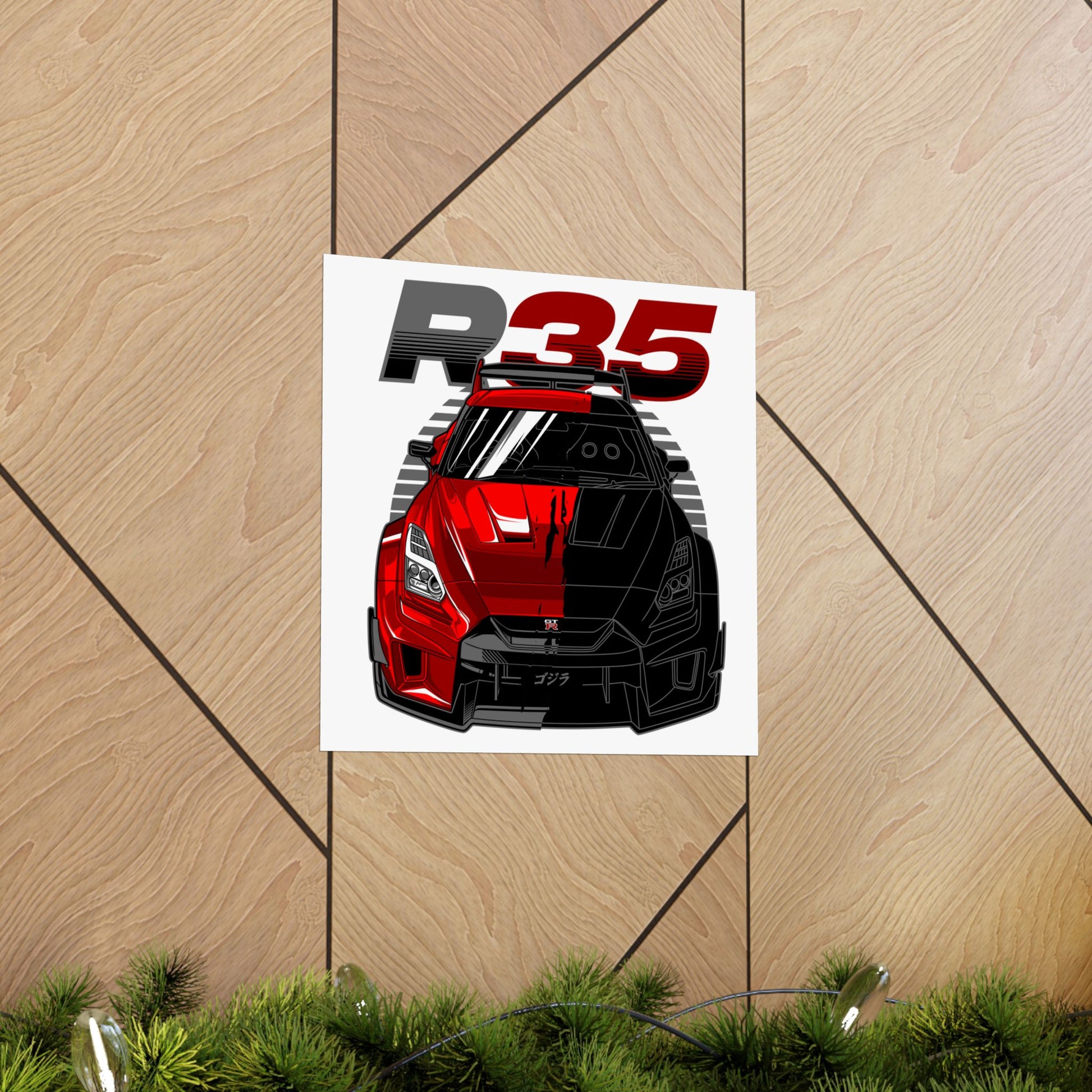 R35 Racer Car Matte Square Poster - Bold Car Art for Auto Enthusiasts - CreativeRino