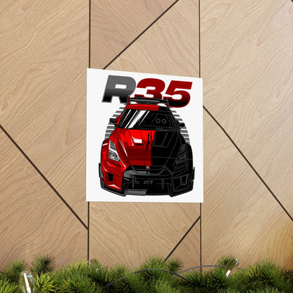 R35 Racer Car Matte Square Poster - Bold Car Art for Auto Enthusiasts - CreativeRino