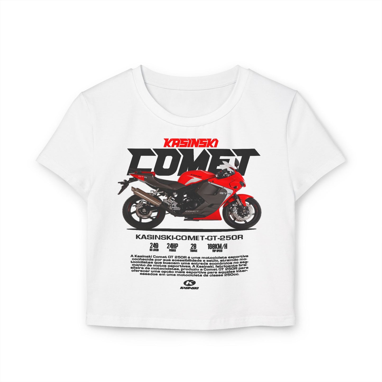 Kasinski Comet GT 250R Women's Baby Tee - Kasinski Comet Motorcycle Design T-shirt - CreativeRino