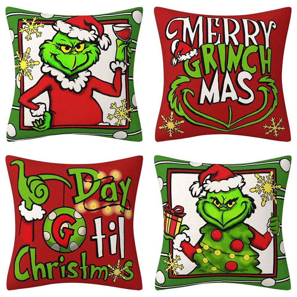 Grinch Christmas Pillow Cover Amazon Home Christmas Decoration Cushion Sofa Pillowcase Combination eprolo