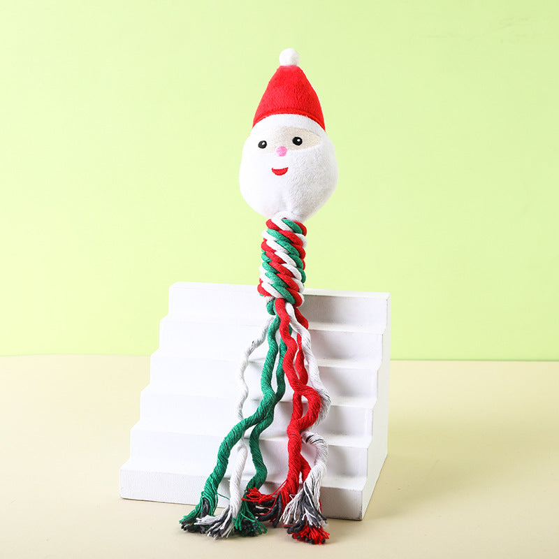Durable Christmas Cotton Rope Plush Toy | Teeth Grinding Dog & Cat Festive Chew Toy eprolo