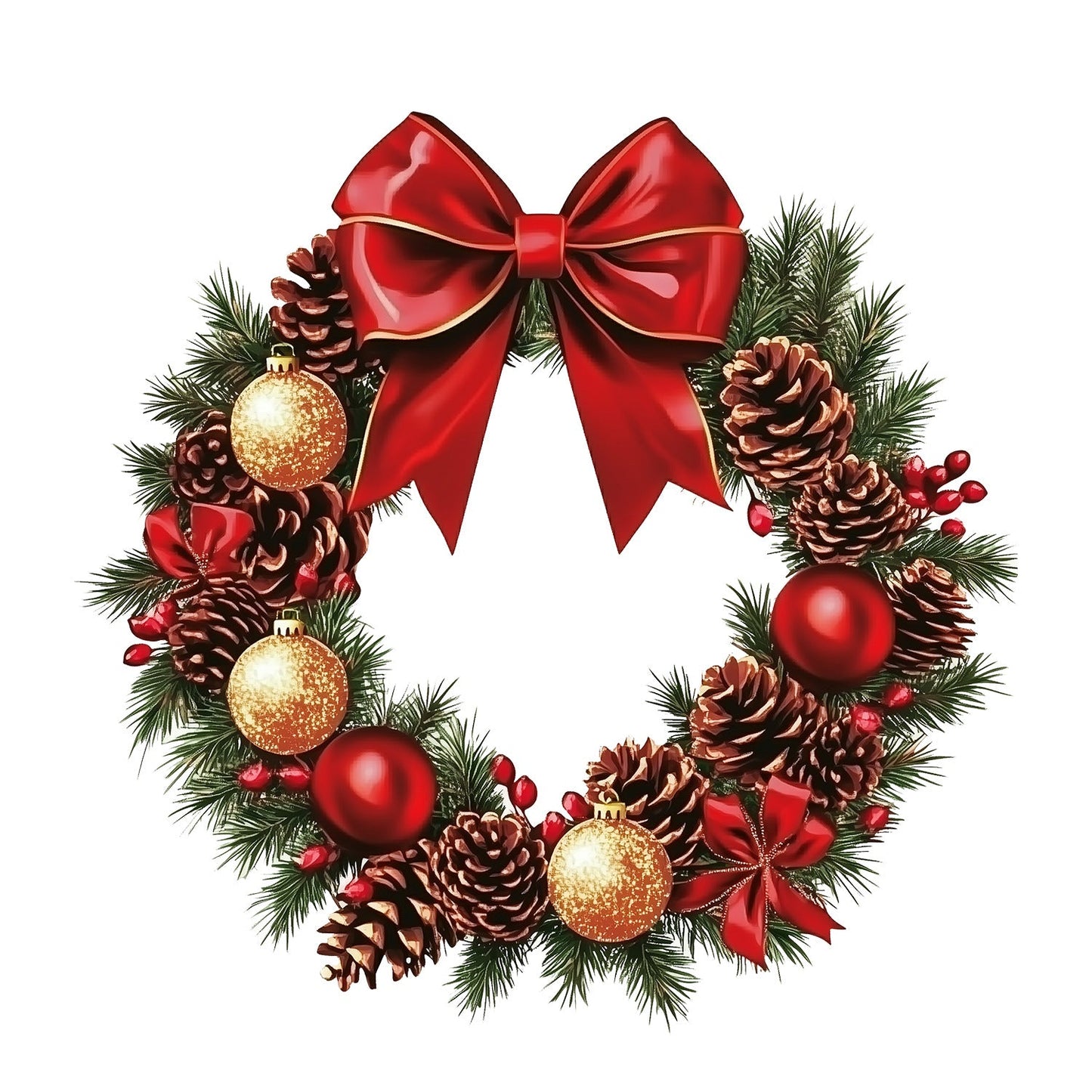 Removable Christmas Wall Stickers | Festive Red Bow, Pinecone & Bauble Decoration Decals eprolo