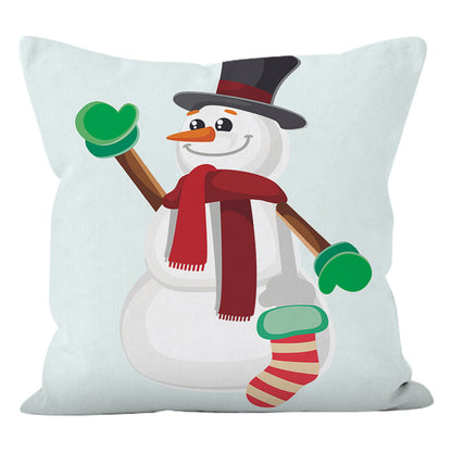 Super Soft Christmas Pillow Cover | Reindeer & Snowman Holiday Sofa Cushion