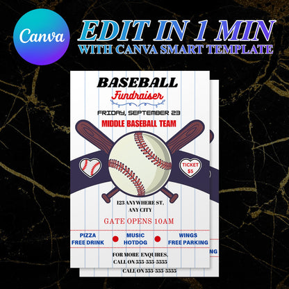 Baseball Fundraiser Flyer Template CreativeRino