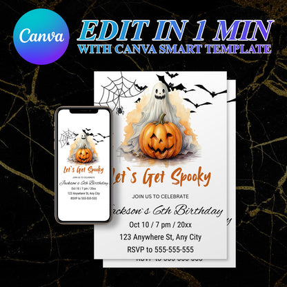 Lets Get Spooky Halloween Invitation Template - CreativeRino
