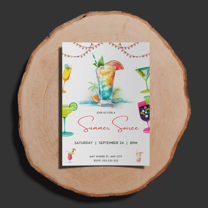 Summer Soiree Party Invitation | Cocktail Party Invite Canva Template CreativeRino