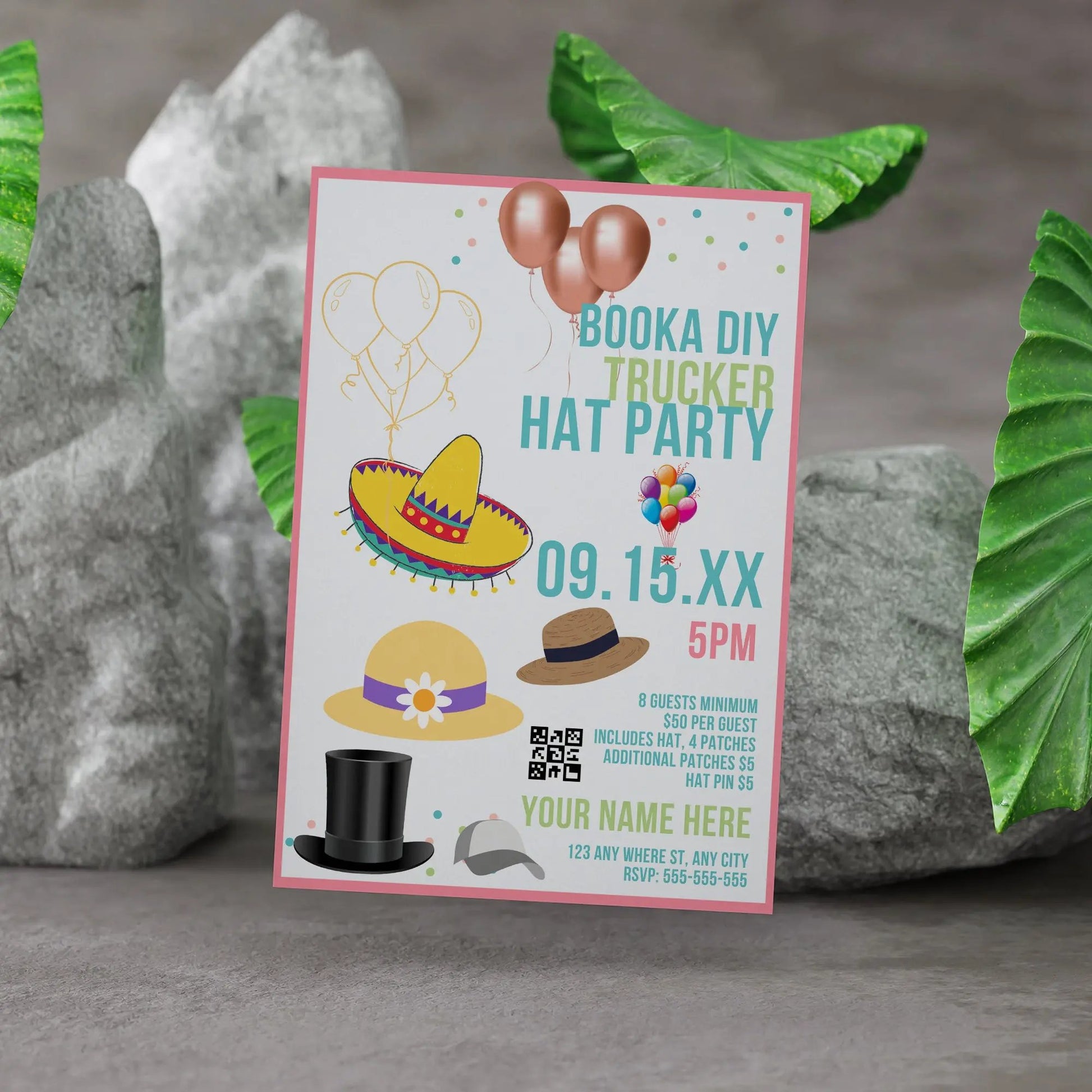 Trucker Hat Bar Flyer Template | Trucker Hat Bar Party Booking Flyer Invite CreativeRino