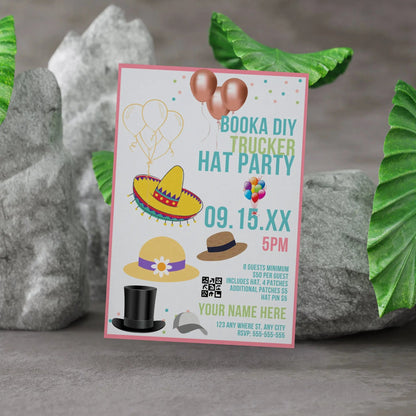 Trucker Hat Bar Flyer Template | Trucker Hat Bar Party Booking Flyer Invite CreativeRino