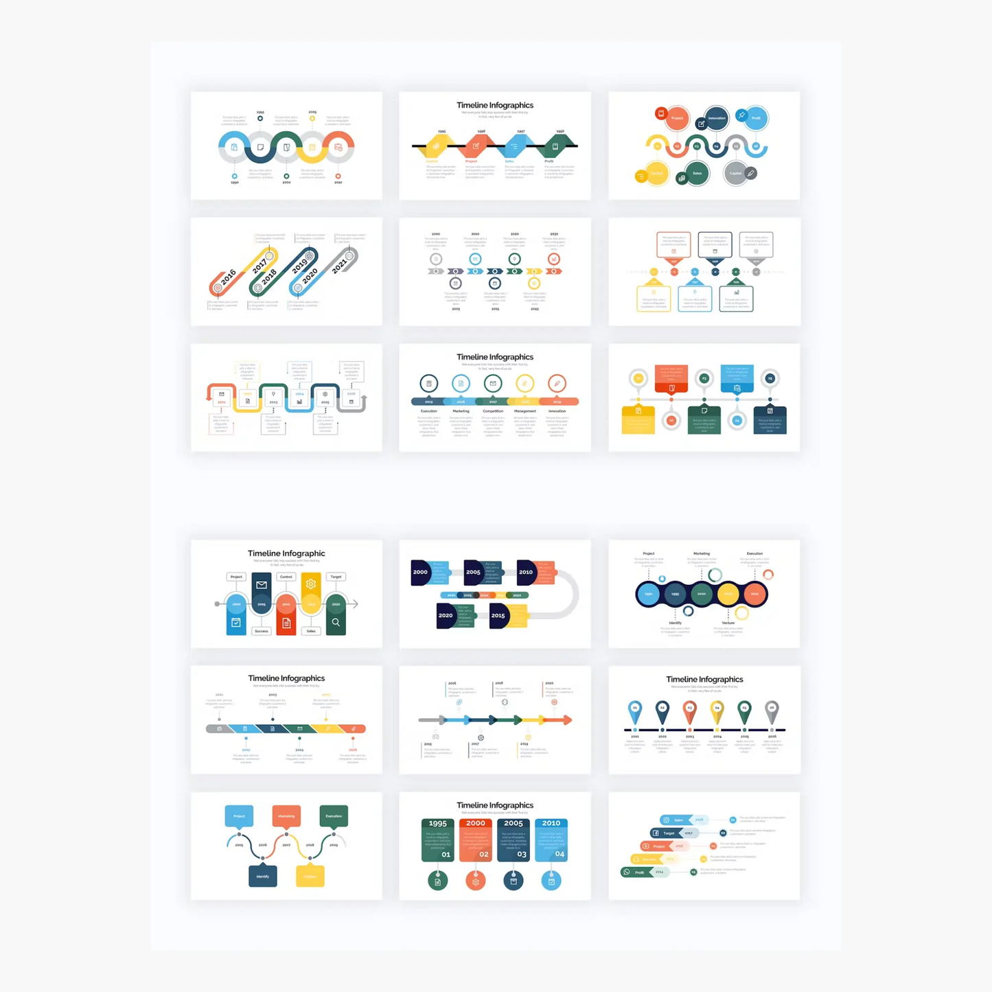 6 Timeline Powerpoint Presentation Template Bundle - CreativeRino