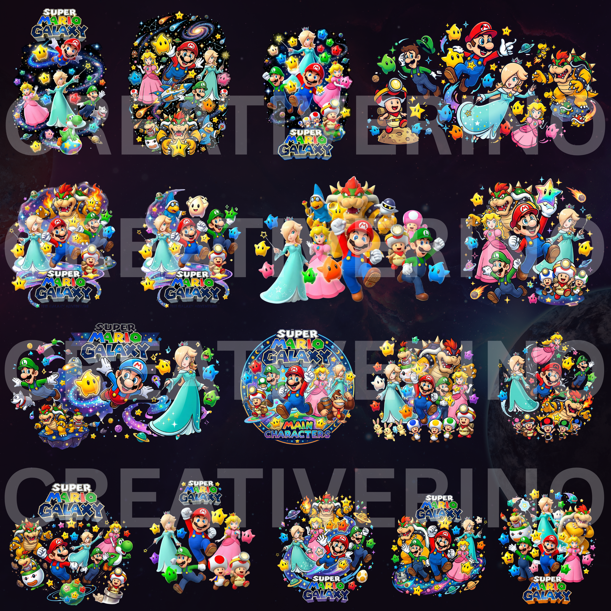 Super Mario Galaxy Movie PNG Bundle | Mario Characters Clipart CreativeRino
