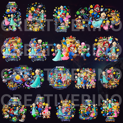Super Mario Galaxy Movie PNG Bundle | Mario Characters Clipart CreativeRino