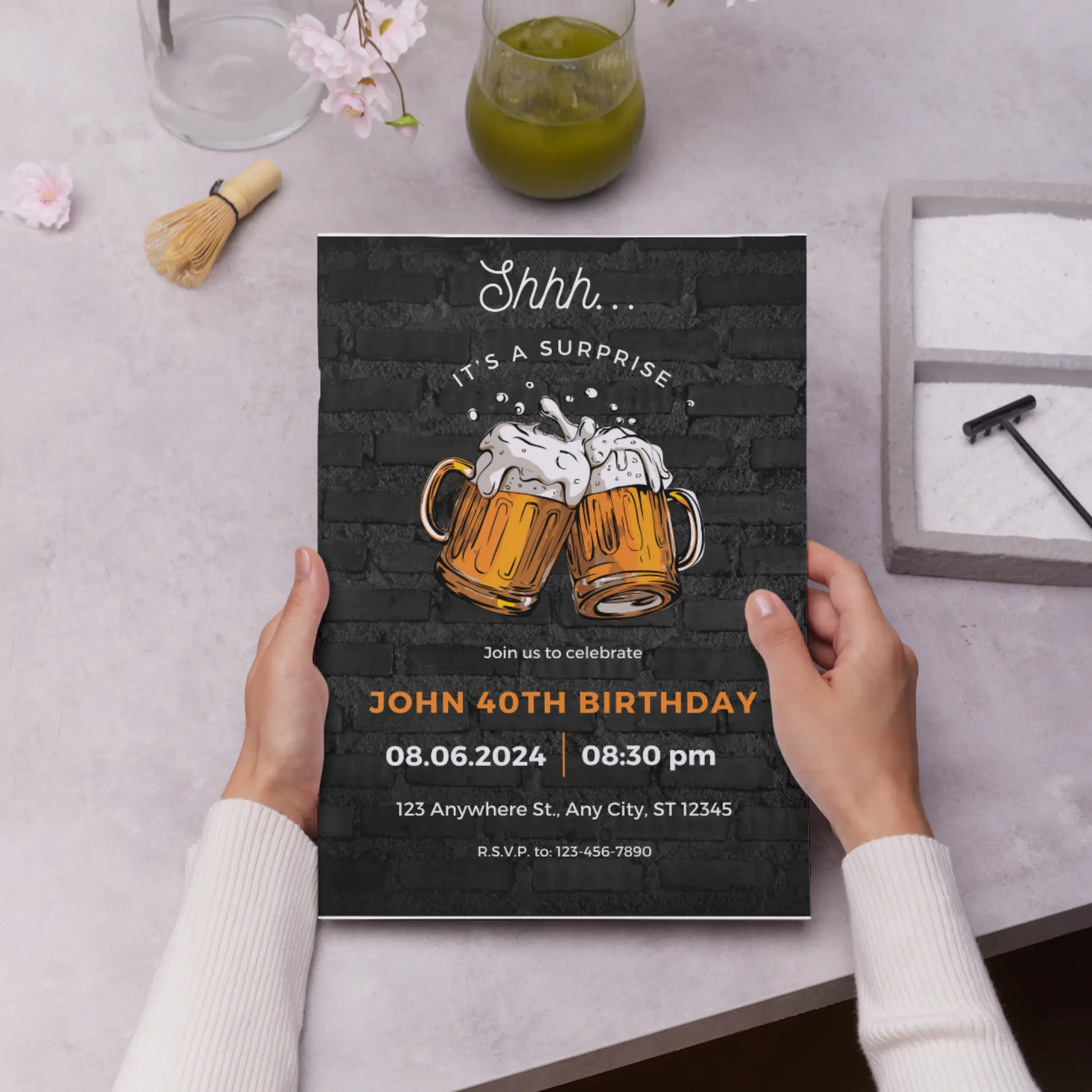 Beer Surprise Birthday Party Invitation Template - CreativeRino