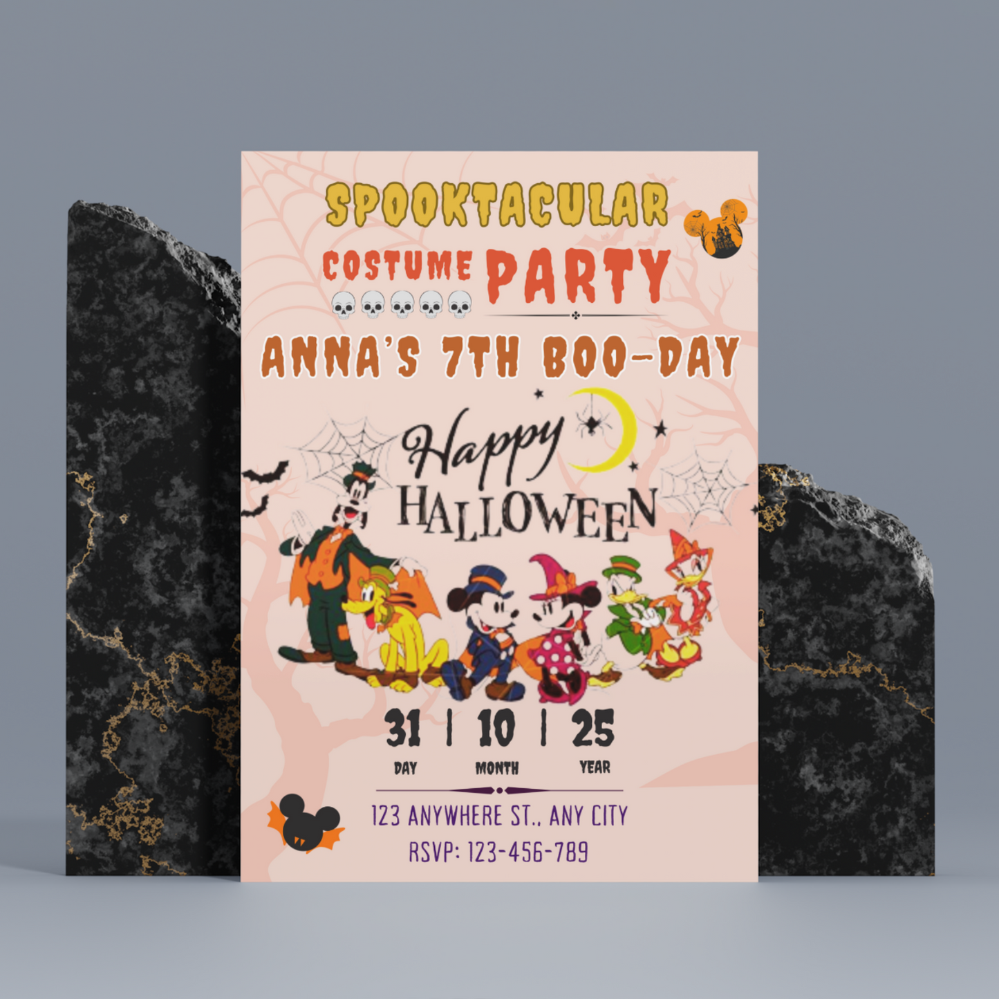 Mickey Mouse Costume Birthday Party Invitation Template