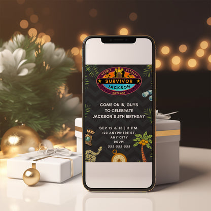 Explorer Adventure Survivor Birthday Invitation Template - CreativeRino