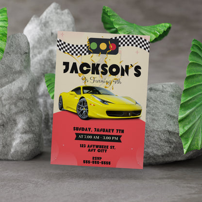 Ferrari Sport Race Car Birthday Invitation Template - CreativeRino