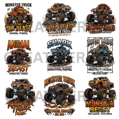 Monster Truck PNG Bundle | Kids Truck Clipart | Monster Jam Style Graphics CreativeRino
