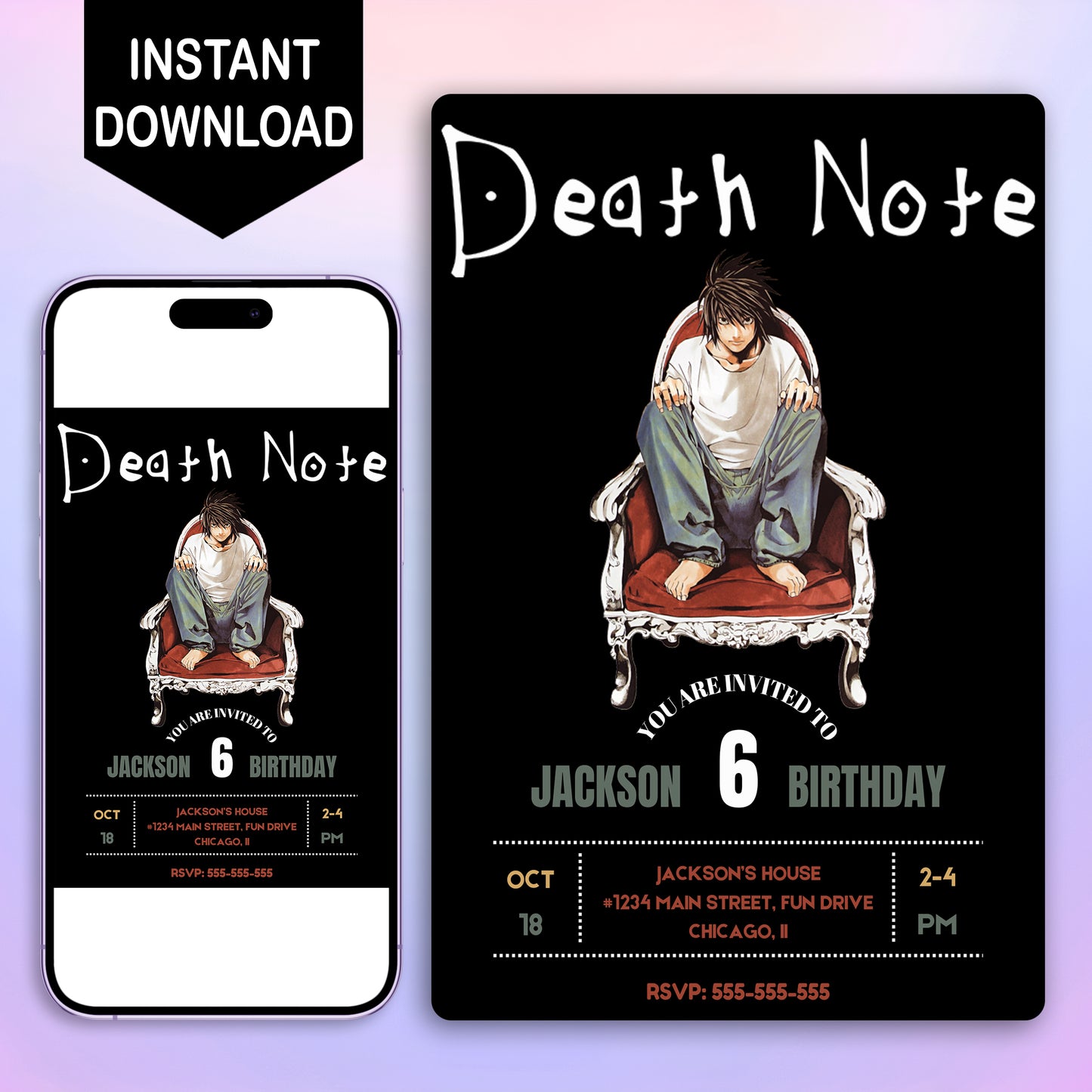 Death Note Birthday Invitation Template - CreativeRino