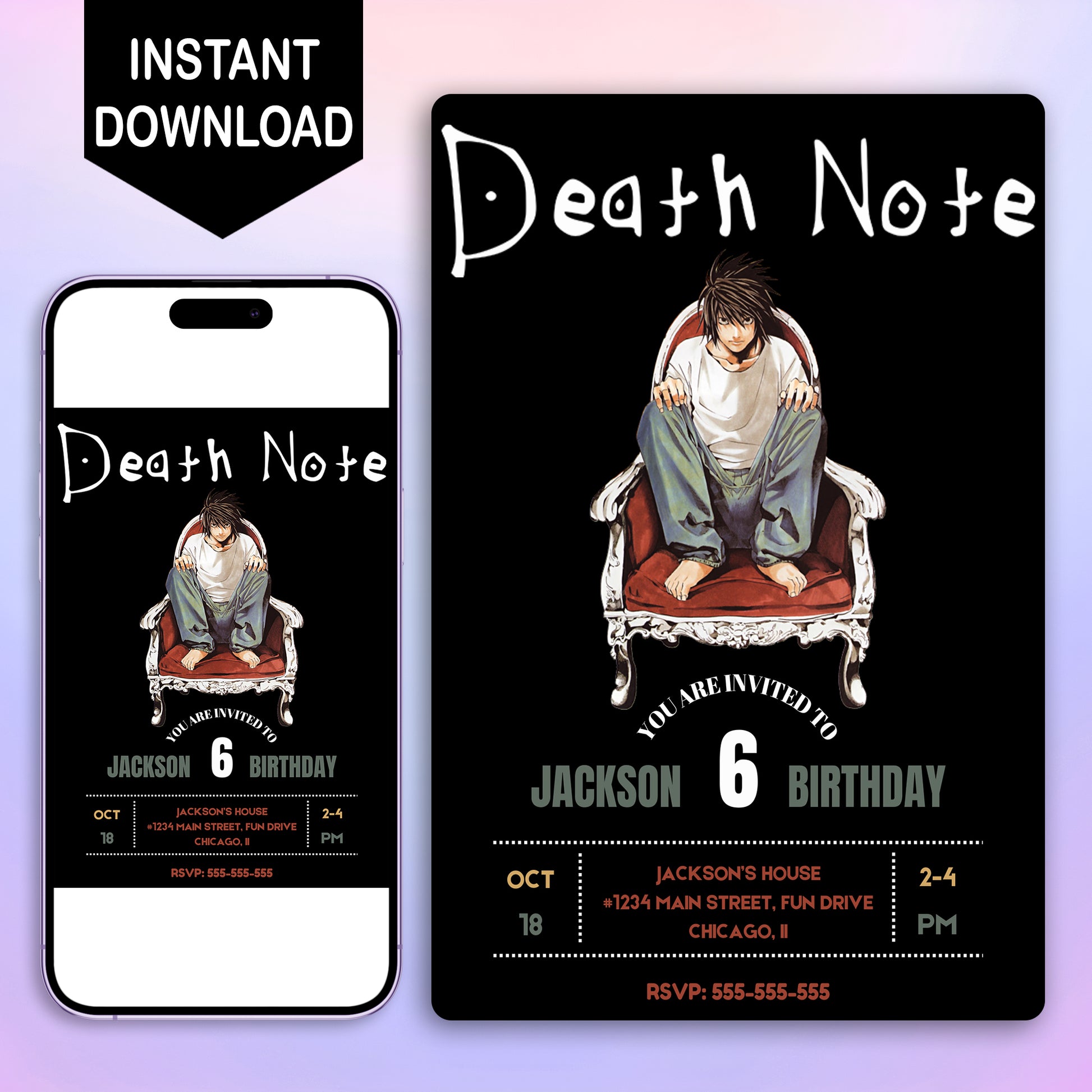 Death Note Birthday Invitation Template - CreativeRino
