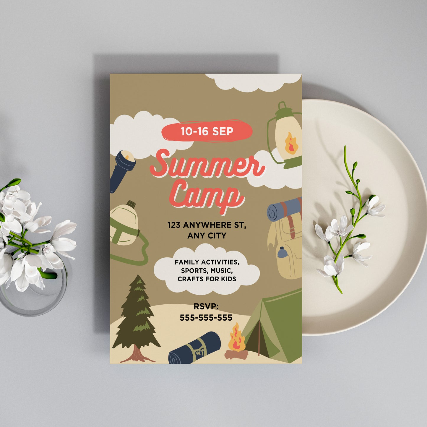 Summer Camp Bachelorette Invitation | Camping Invite Canva Template