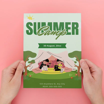Summer Camp Invitation | Camping Invite Canva Template CreativeRino
