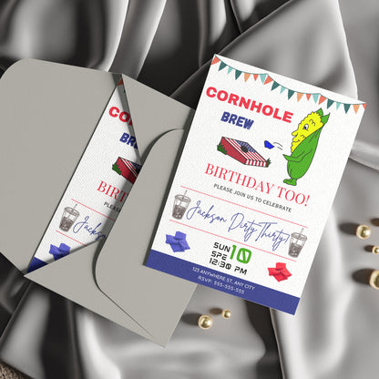 Cornhole Birthday Invitation Template - CreativeRino