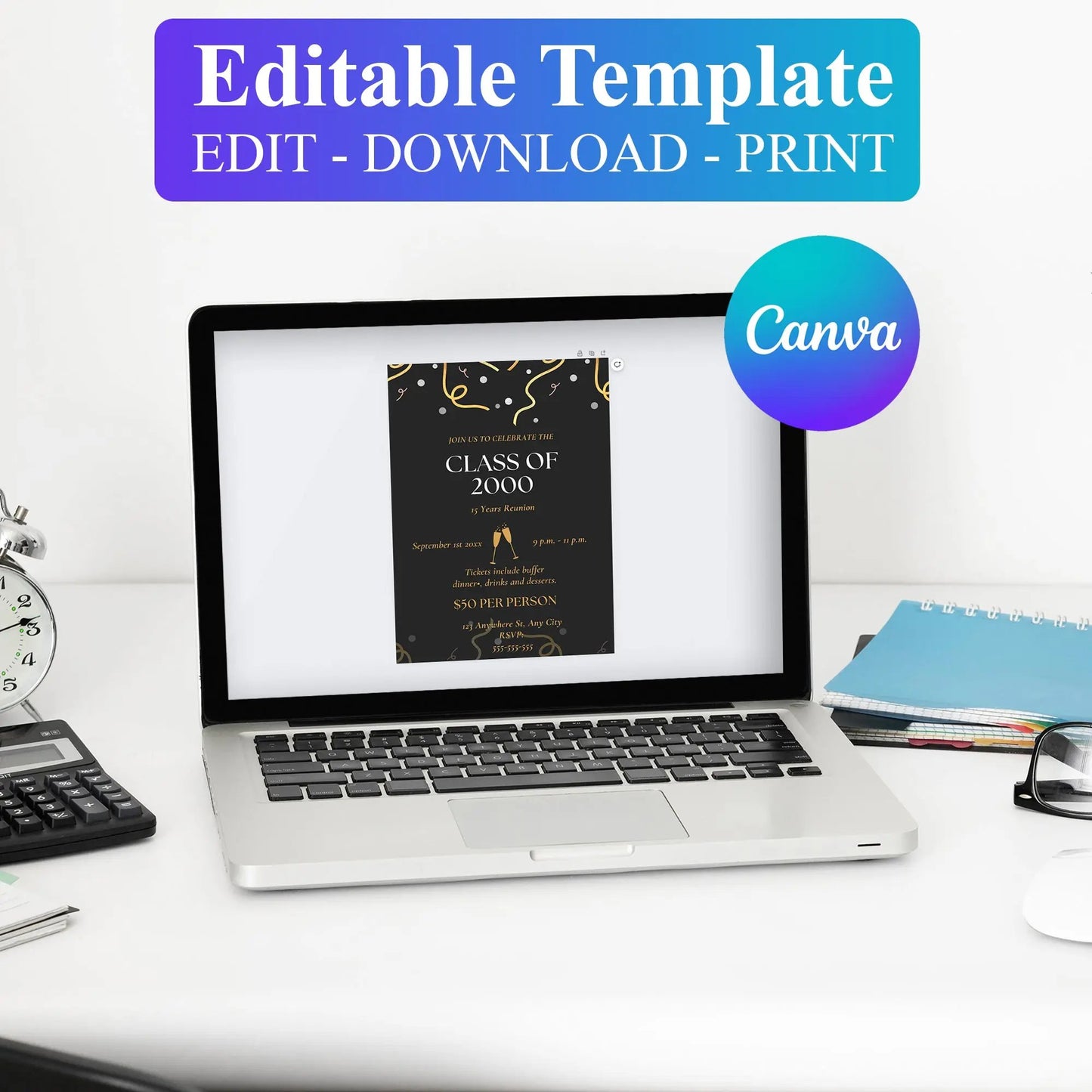 School Reunion Flyer Template | High School College Reunion Invitation