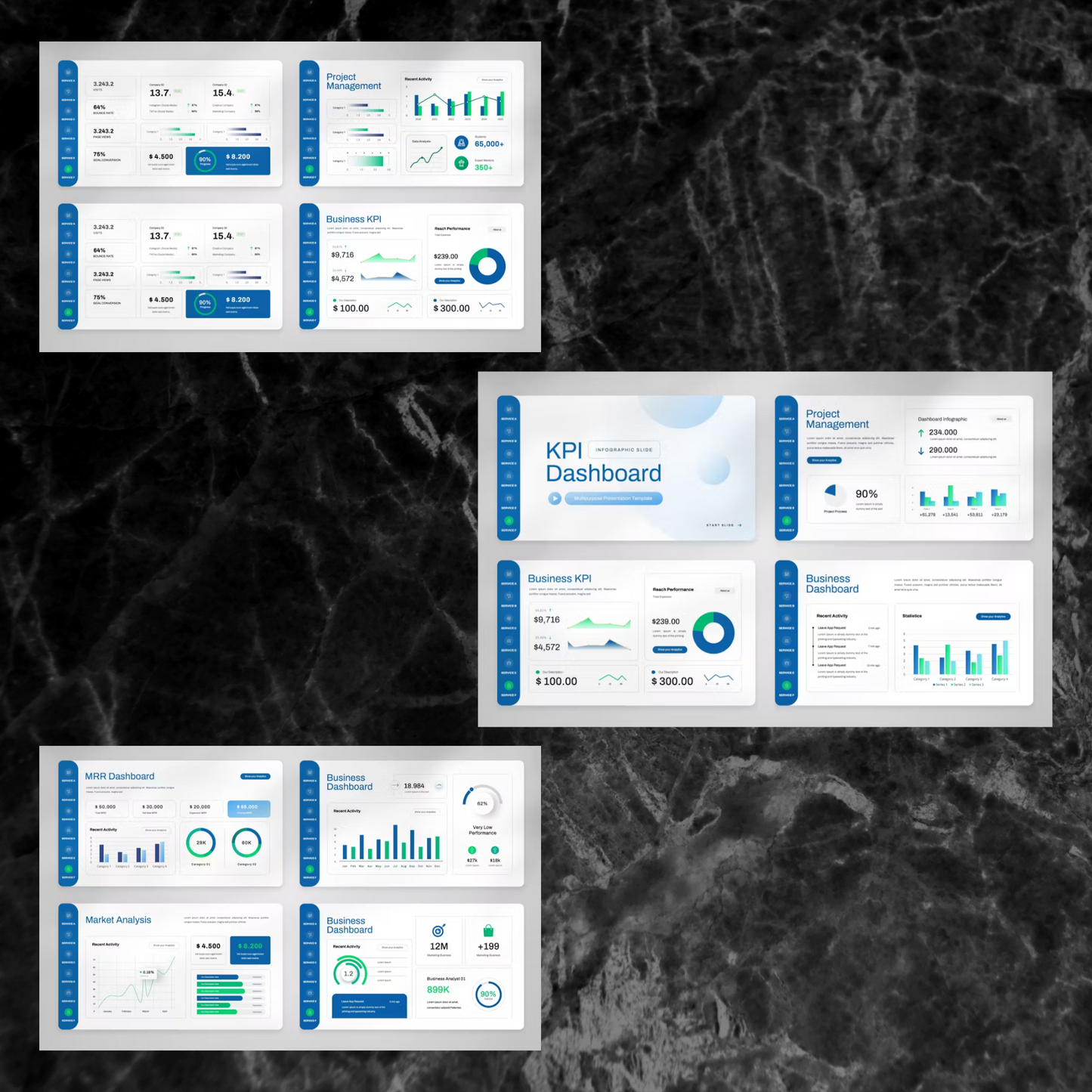 6 KPI Dashboard Powerpoint Presentation Template Bundle