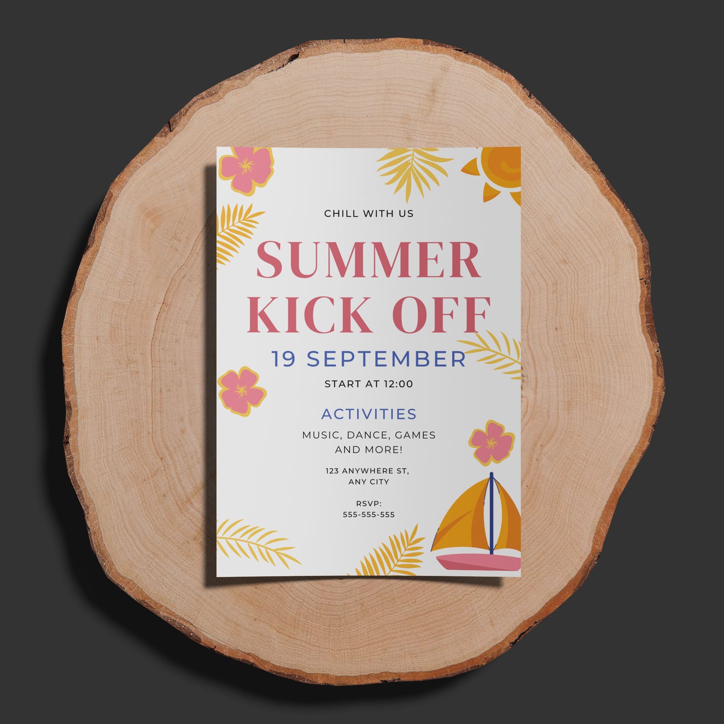 Summer Kick Off Party Invitation | End of Summer Party Invite Canva Template