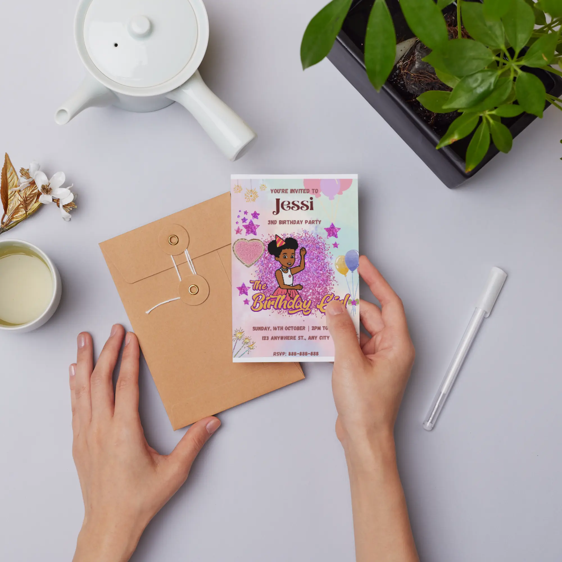 Gracie Corner Birthday Invitation Template - CreativeRino