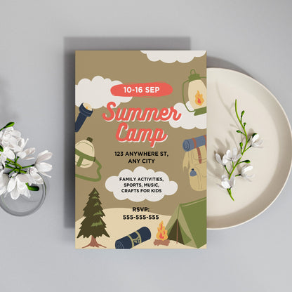 Summer Camp Bachelorette Invitation | Camping Invite Canva Template CreativeRino