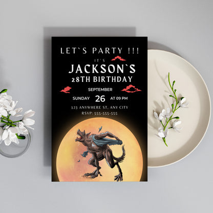Werewolf Birthday Invitation Template - CreativeRino